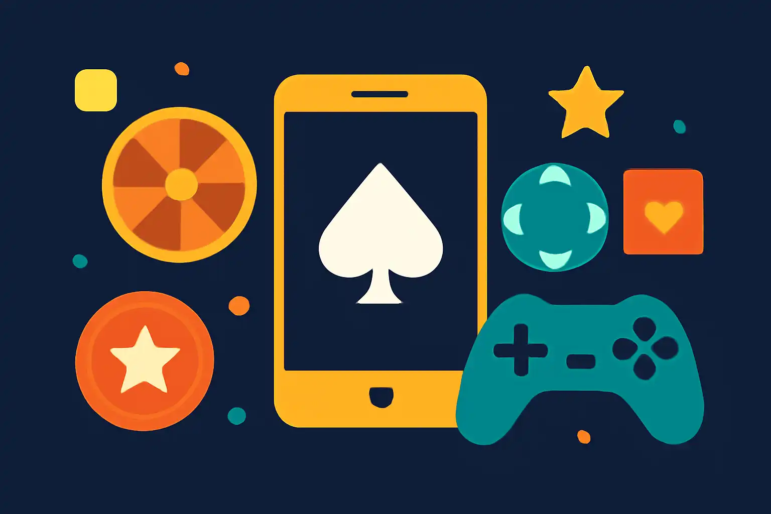 Hero illustration: Free, modern flat design, dark background, brand-neutral, icons and shapes only, no text